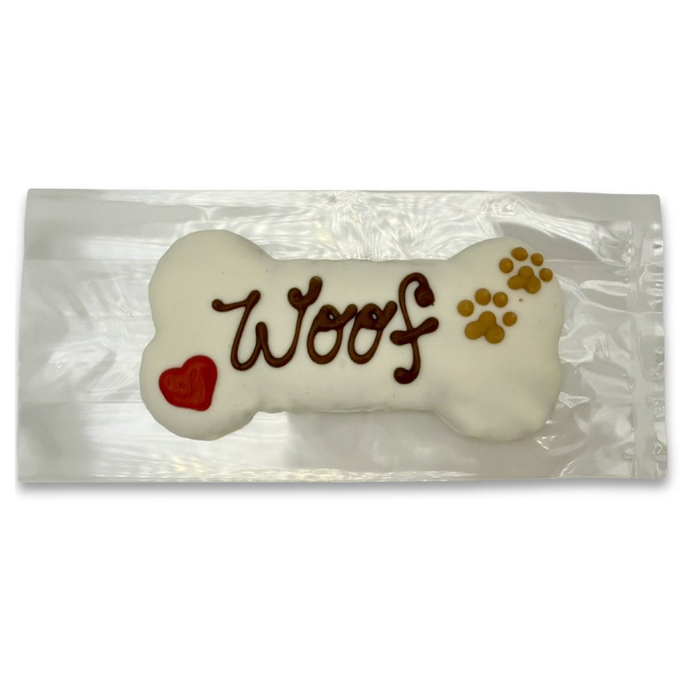 Woof 5" Hand-Decorated Iced Bone Dog Cookie