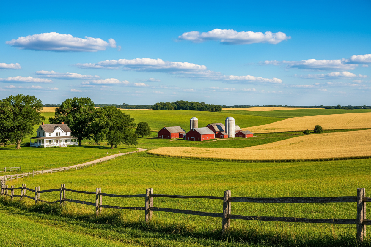 realistic Michigan farm scene